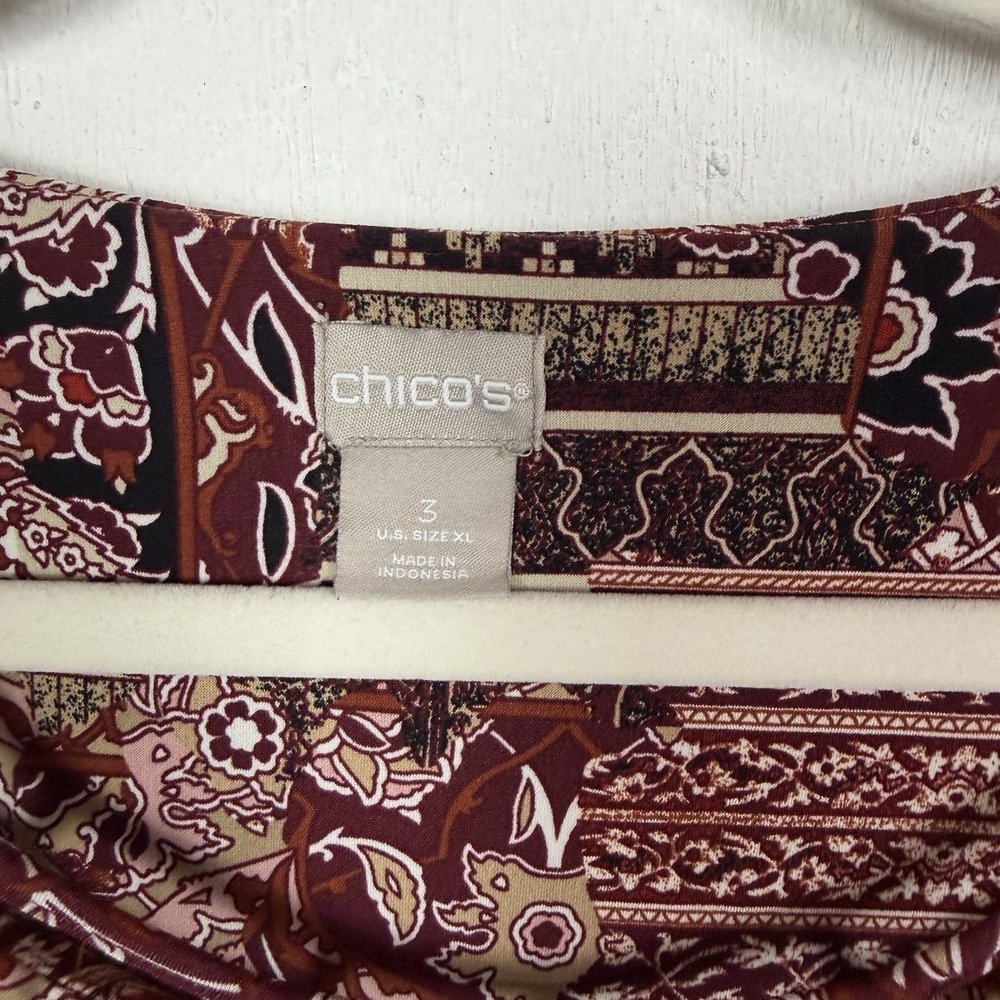 Chicos Womens Tunic Top Size XL Floral Beaded Artsy Maximalist Career‎ Stretch - Picture 9 of 12